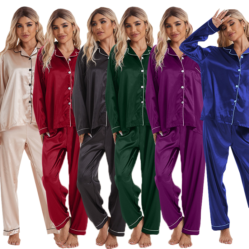 Pajamas de satén personalizables para hombres y mujeres