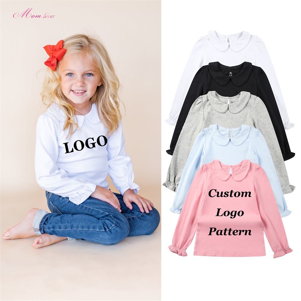 100% algodón peinado Peter Pan cuello camisetas para niños