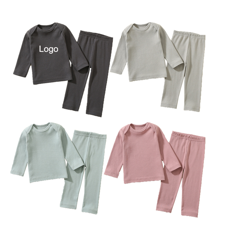 Algodón cuello tórico algodón sólido niños niños niñas ropa