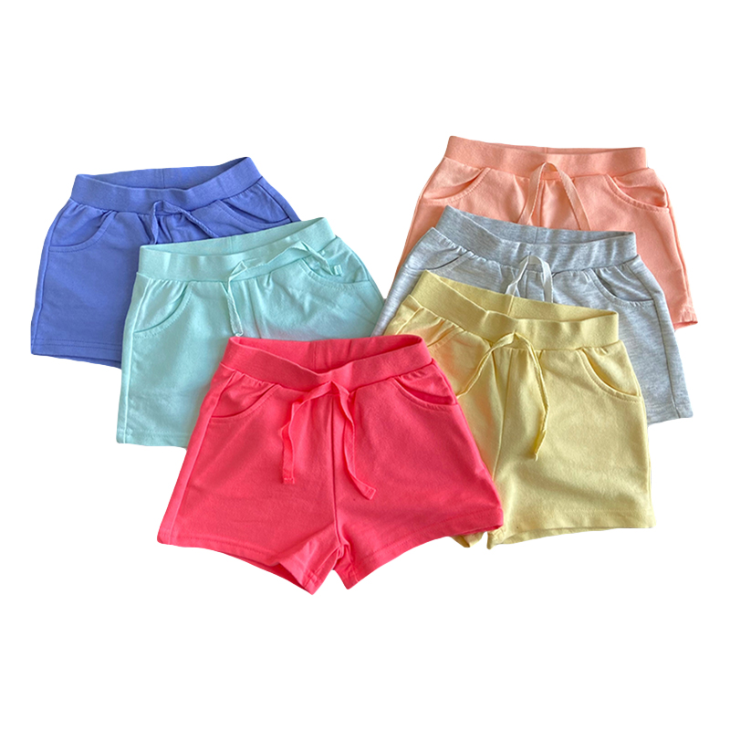 Color sólido niños algodón niños niñas pantalones cortos