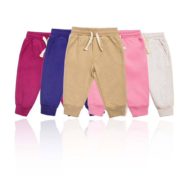 Niñas bebés color sólido TC tela elástica pantalones de mitad de la cintura