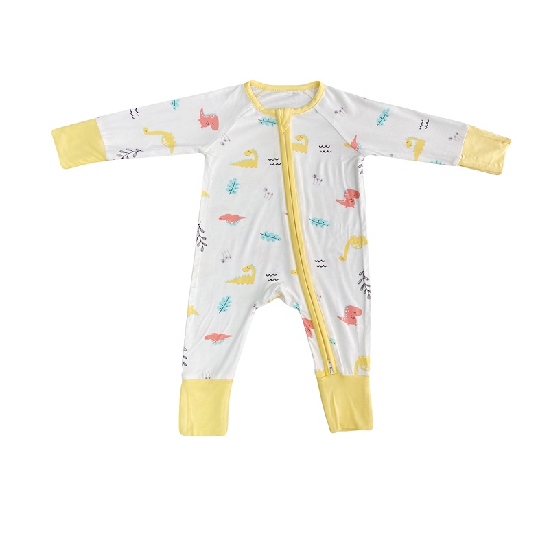 Bambue bebé rompers cremallera Footie pijamas romper convertible