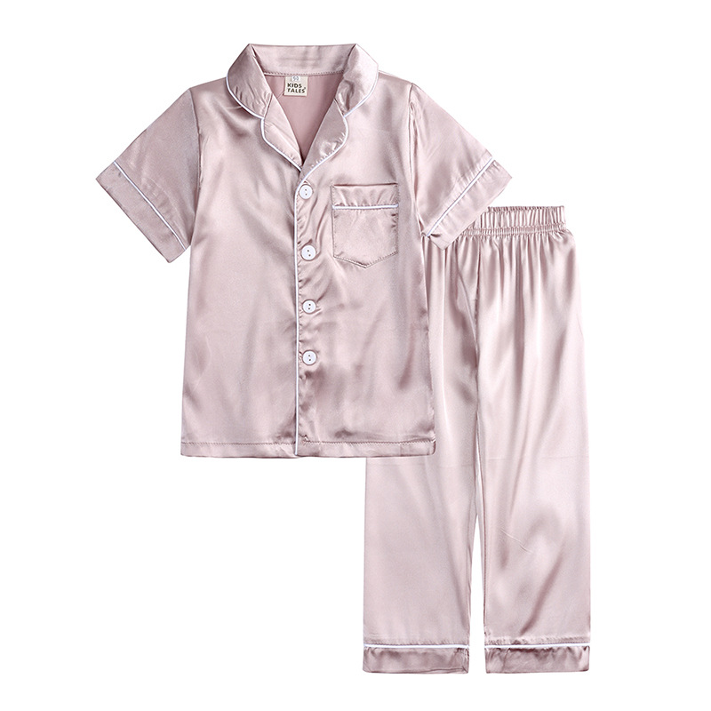 Logotipo personalizado de satén para niños’ Pajamas Set Múltiples Colores Disponibles