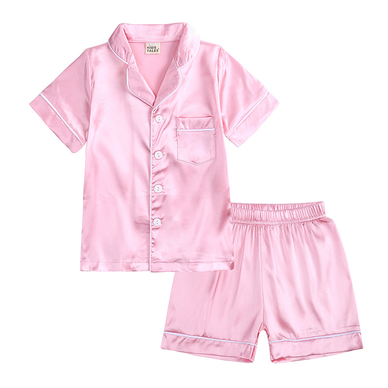 Niños de satén suave’ Manga corta y pantalones cortos Pajamas Set